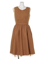 チュールスカート付ドレスワンピ/BROWN LT