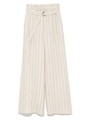 リネン混ベルテッドワイドパンツ/STRIPE