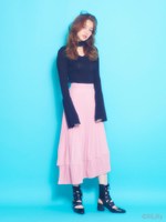 アシンメトリーフレアプリーツスカート/PINK