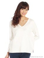 ミラノリブＶネックニット/ネイビー