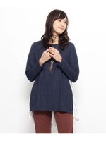 布帛ストライプ切り替えチュニック/グレー(012)