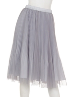 チュール×タフタスカート/ベージュ