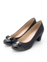 ビットエナメル&スムースパンプス　2/クロ