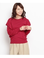 肩フリルハイゲージニット/ワインレッド(063)