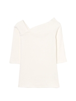 アシメデコルテテレコトップ/BLUE