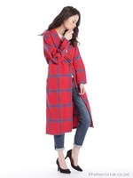 インナー付きチェック柄ガウン風ジャケット/ネイビー