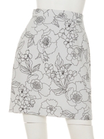 オリジナル線画花柄スカート/ブルー