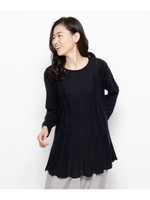 プリーツラメチュニックワンピース/ブルー系(094)