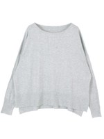 ボートネックニットプルオーバー/杢グレー