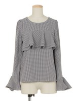 ヨークフリルブラウス/ネイビー