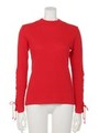 LACE UP SLEEVE TOPS/RED
