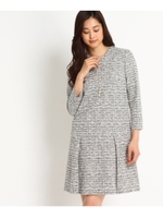 [L]ツイードVネックワンピース/サックス(490)