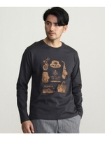 ロングスリーブプリントTシャツ/ブラウン(042)