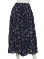 ボタニカル柄プリーツスカート/BLUE DK