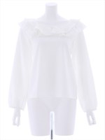 ラッフルプリーツブラウス/ホワイト