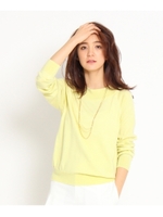 [L]ウール混オフショルダーニット/レモンイエロー(031)