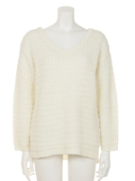 スリットルーズニットTOP/WHT