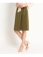 アシンメトリープリーツベルテッドスカート/ブラウン(042)