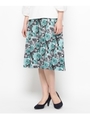 フラワー柄ミディ丈スカート/ライトブルー(191)