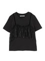 レース付きショートTEE/ブラック
