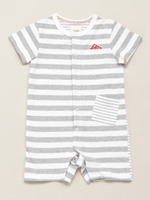 ボーダーロンパース/杢グレー