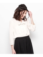 ボータイリボンジョーゼットシャツ/ベージュ(052)