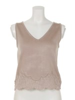 裾レースタンクTOP/アイボリー