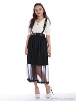 シアーレースサス付スカート/アイボリー