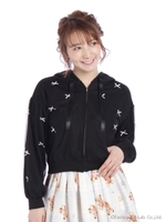 リボンチュールレイヤードパーカー/アイボリー