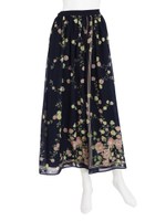 ヴィンテージフラワーパネルプリントSK/ネイビー