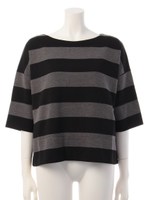 【Omekashi】太ボーダープルオーバー/ブラック