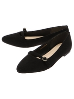 ベルト付きポインテッドシューズ/ブラック