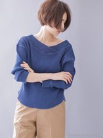 インディゴワッフル2wayプルオーバー/ブルー