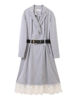 《ｓｗｅｅｔコラボアイテム》ベルト付ストライプシャツワンピース/ネイビー