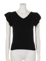 後ろレース袖フリルニットプルオーバー/ピンク