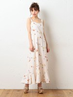 グラデーションフラワーバックリボンキャミワンピース/オフホワイト