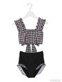 バックリボンチェックビキニ/ブラック