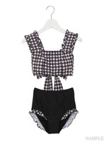 バックリボンチェックビキニ/ブラック