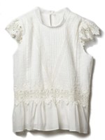 レーススリーブピンタックブラウス/ホワイト