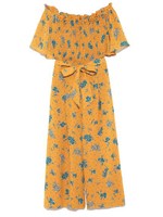 花柄オフショルロンパース/YEL