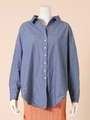 衿抜きデニムシャツ/ブルー