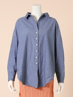 衿抜きデニムシャツ/ブルー