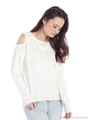 肩開きレースアップニットTOPS/PINK