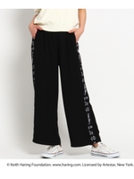 【別注】Keith Haring サイドプリントワイドパンツ/ブラック(019)