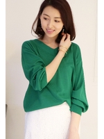 コットンモダールVネックニット/パープル(080)