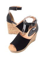 異素材使いウェッジサンダル/キャメル