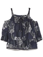 カットジャガードオフショルダートップス/BEG