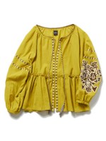 コットン楊柳エンブロイダリートップス/ブラック