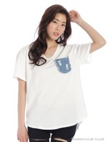 ターコイズストーンデニムポケットTS/WH