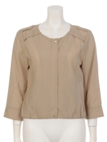 テンセルナイロンノーカラーブルゾン/オフホワイト